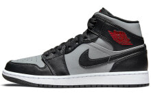 Jordan Air Jordan 1 mid 中帮 复古篮球鞋 男款 黑灰红 / Кроссовки Jordan Air Jordan 1 mid 554724-096