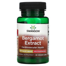 Растительные экстракты и настойки swanson, Экстракт бергамота, 500 мг, 30 вегетарианских капсул