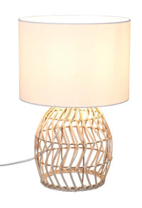 LED Tischlampe Rattan Stoff Boho Stil