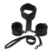 Маски и ошейники для БДСМ handcuffs to Collar with Leash Adjustable Black
