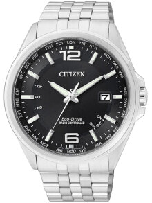 Мужские наручные часы с серебряным браслетом Citizen Eco-Drive Elegant CB0010-88E 4-Zones Radio Controlled Watch 43 mm 100M