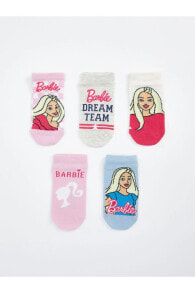 Barbie Desenli Kız Çocuk Patik Çorap 5'li