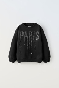 Paris sweatshirt with rhinestones