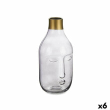 Vase Face Grey Glass 11 x 24,5 x 12 cm (6 Units)