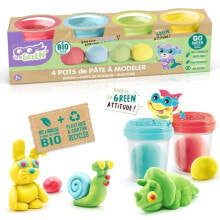 SUPER GREEN kit with 4 pots made of organic modeling clay
