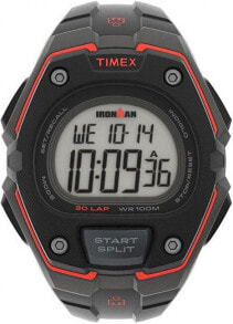 Мужские наручные часы с черным силиконовым ремешком Timex Digital Ironman Classic 30 Lap TW5M46000