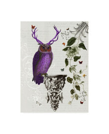 Trademark Global fab Funky Purple Owl with Antlers Canvas Art - 36.5