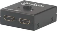 Manhattan HDMI Switch 2-Port - 4K@30Hz - Bi-Directional - Black - Displays output from x1 HDMI source to x2 HD displays (same output to both displays) or Connects x2 HDMI sources to x1 display - Manual Selection - No external power required - 3 Year Warra