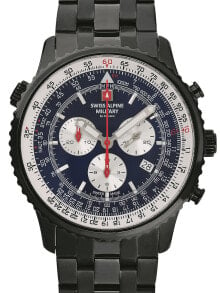 Мужские наручные часы с браслетом мужские наручные часы с черным браслетом Swiss Alpine Military 7078.9175 chrono mens 45mm 10ATM