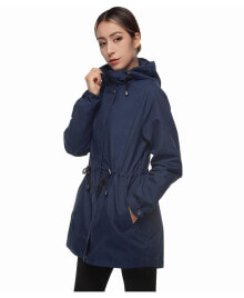 Women's Water-Resistant Hooded Anorak Rain Jacket Trench Coat купить онлайн