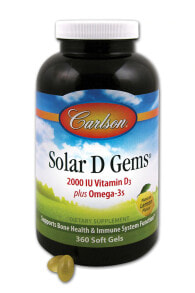 Витамин D carlson Solar D Gems -- Витамин  D  - 2000 МЕ - 360 гелевых капсул