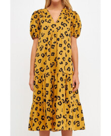 English Factory women's Animal Print Midi Dress
