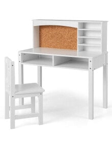 Slickblue kids Desk and Chair Set with Hutch and Bulletin Board for 3+ Kids