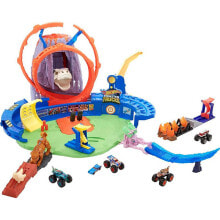 Детские треки и авторалли для мальчиков Hot Wheels Monster Trucks T-Rex Volcano Arena трек для игрушечных машинок GYL14