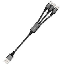 4smarts ForkCord USB кабель 0,2 m USB A USB C.Micro USB A/Lightning Черный 4S468745