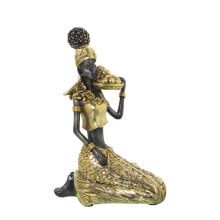 Decorative Figure Alexandra House Living Golden Acrylic Plastic Melamin African Woman 13 x 9 x 19 cm