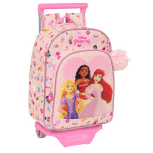 School Rucksack with Wheels Disney Princess Summer adventures Pink 26 x 34 x 11 cm