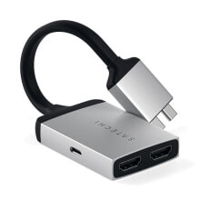 USB-концентраторы satechi ST-TCDHAS видео кабель адаптер 0,156 m 2 x USB Type-C 2 x HDMI Черный, Серебристый