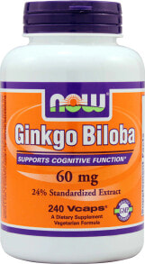 Гинкго Билоба NOW Ginkgo Biloba Гинкго билоба для поддержки когнитивных функций  60 мг 240 растительных капсул