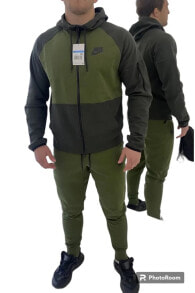 Sportswear Hoodie Full-zip Windrunner Yeşil/haki Erkek Günlük Spor Ceket