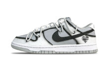 【定制球鞋】 Nike Dunk Low Retro 解构 双鞋带 泼墨晕染 墨点 百搭 低帮 板鞋 男款 灰白黑 / Кроссовки Nike Dunk Low DJ6188-003