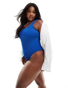 Купить женские купальники South Beach Curve: South Beach Curve low back crinkle swimsuit in cobalt