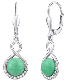 Ювелирные серьги silver earrings with natural Jadeite JST14710JA