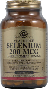 Минералы и микроэлементы Solgar Selenium Селен 200 мг, бездрожжевой 250 таблеток