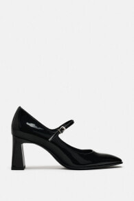 Block heel shoes with ankle strap