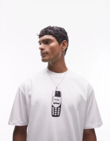 Купить мужские футболки и майки Topman: Topman x The Streets premium oversized fit t-shirt with front and back Mobile Phone print in white