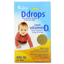 Ддропс, жидкий витамин D3 для детей, 400 МЕ, 90 капель, 2,5 мл (0,08 мл)