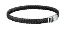 Fashion intertwined black leather bracelet Moody SQH47