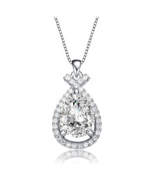 Купить кулоны и подвески Rachel Glauber: White Gold Plated with Cubic Zirconia Pear Rain Droplet Infinity Love Knot Pendant Necklace