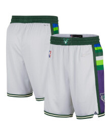 Men's White and Green Milwaukee Bucks 2021/22 City Edition Swingman Shorts