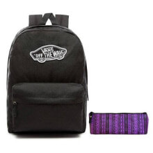 Женский спортивный рюкзак  черный с логотипом VANS Realm Backpack szkolny - VN0A3UI6BLK + Pirnik