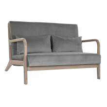 2-Seater Sofa DKD Home Decor Grey Rubber wood Velvet 122 x 85 x 74 cm