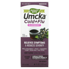 Витамины и БАДы от простуды и гриппа Nature's Way, Umcka, Cold+Flu, Elderberry Soothing Syrup, Berry, 4 fl oz (120 ml)