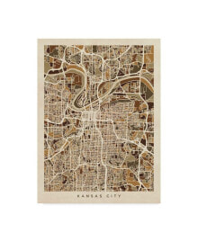 Trademark Global michael Tompsett Kansas City Missouri City Map Brown Canvas Art - 15