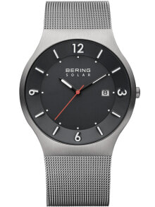 Мужские наручные часы с серебряным браслетом Bering 14440-077 Solar Mens 40mm 5 ATM