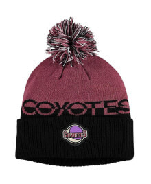 adidas men's Garnet, Black Arizona Coyotes Cold.Rdy Cuffed Knit Hat with Pom