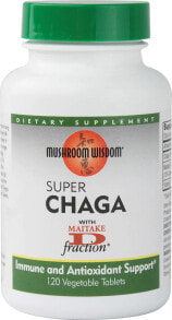 Грибы mushroom Wisdom Super Chaga Гриб чаги для иммунной и антиоксидантной поддержки 120 вегетарианских капсул