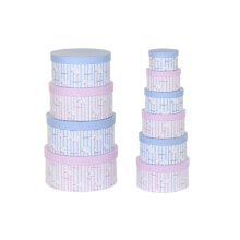 Set of Stackable Organising Boxes DKD Home Decor Blue Pink Cardboard (37,5 x 37,5 x 18 cm)