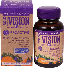 Витамины и БАДы для глаз Wiley's Finest Bold Vision Proactive - Пищевая добавка для защиты глаз от синего света 500 мг--60 капсул