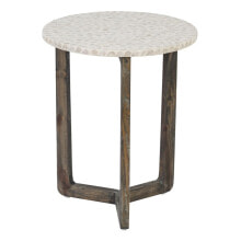 Side table Brown Beige Mother of pearl MDF Wood 45 x 45 x 55 cm