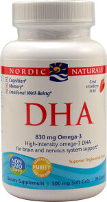Fish oil and Omega 3, 6, 9 nordic Naturals DHA Omega-3 Strawberry -- 830 mg - 90 Softgels