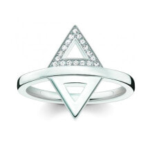 Женские кольца и перстни Серебряное кольцо с геометрическим узором Thomas Sabo D_TR0019-725-14-54 (Размер 14)
