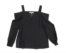 Купить женские футболки и топы Tibi: Tibi 150374 Women's Black Heavy Silk Cold-shoulder Blouse sz 0