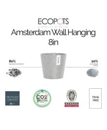 ECOPOTS modern Amsterdam Round Wall Flower Pot, 8in