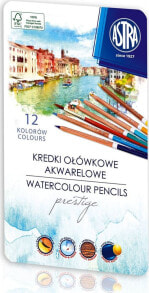 Цветные карандаши для рисования для детей Astra Kredki akwarelowe z drewna cedrowego Astra Prestige 12 kolorów