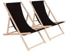2er-Set Liegestuhl aus Holz 